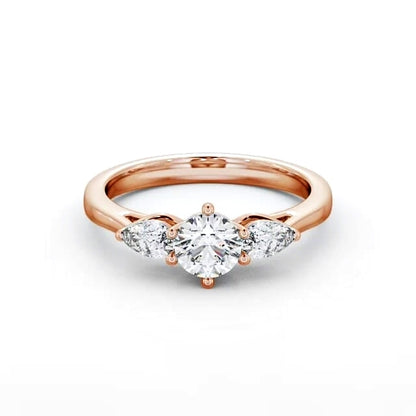 Round and pear Trilogy lab grown Diamond ring in rose gold 
