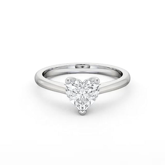 Solitaire Heart White Gold Ring