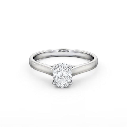 Solitaire Oval White Gold Ring