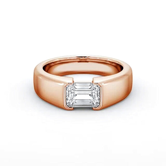Emerald lab grown diamond ring in rose gold