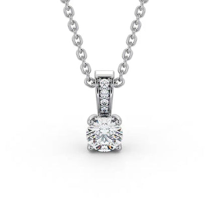 Round Solitaire with Set Pendant