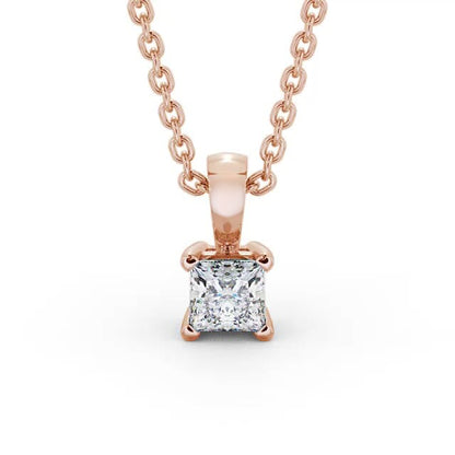 Solitaire cushion Lab grown diamond Pendant in rose gold