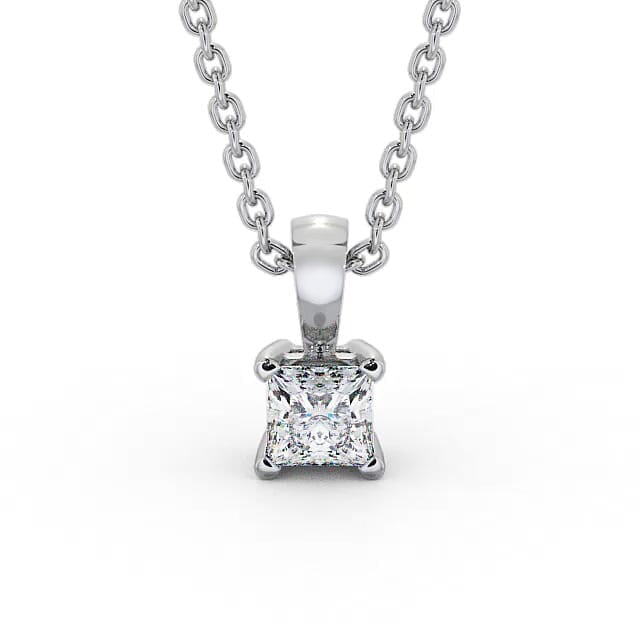 Solitaire Cushion lab grown diamond pendant in white gold