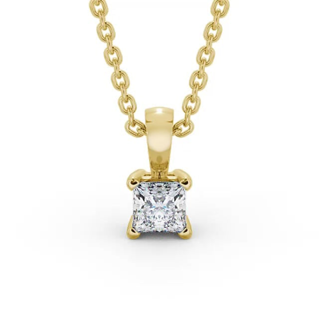 Solitaire cushion Lab grown diamond Pendant in yellow gold