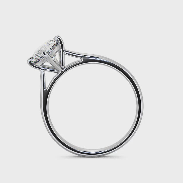 Solitaire Round White Gold Ring Side