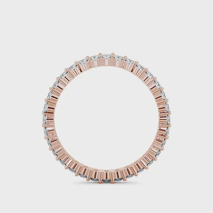 Full eternity curved lab grown diamond ring in rose gold 18 k in USA