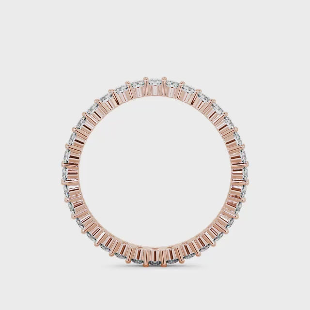 Full eternity curved lab grown diamond ring in rose gold 18 k in USA