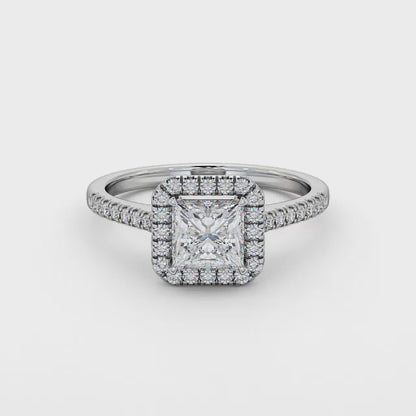 Halo Princess Diamond Ring | 18K Solid Gold