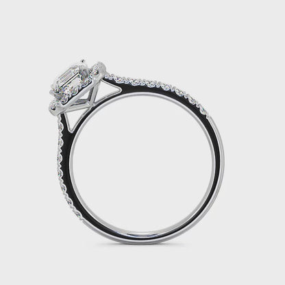Halo Asscher Diamond Ring | 18K Solid Gold