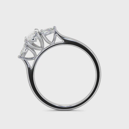 Oval and pear Trilogy lab grown Diamond engagement ring white gold 