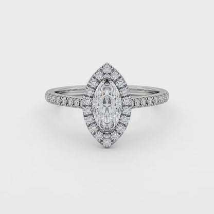 Halo Marquise Diamond Ring | 18K Solid Gold