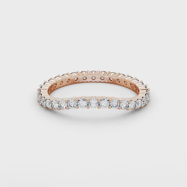 Full eternity curved lab grown diamond ring in rose gold 18 k in Dubai