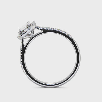 Halo Emerald Diamond Ring | 18K Solid Gold
