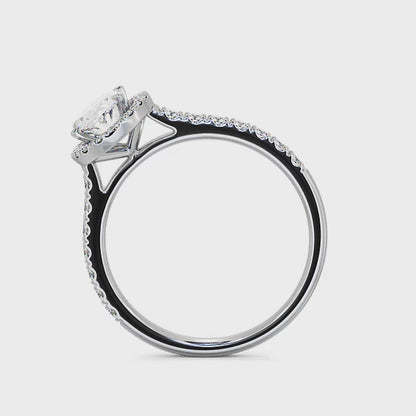 Halo Oval Diamond Ring | 18K Solid Gold