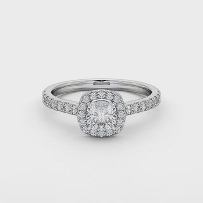 Halo Cushion Diamond Ring | 18K Solid Gold