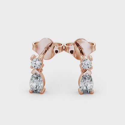 Drop Pear And Round Earring Stud