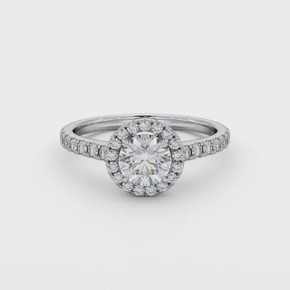 Halo Round Diamond Ring | 18K Solid Gold