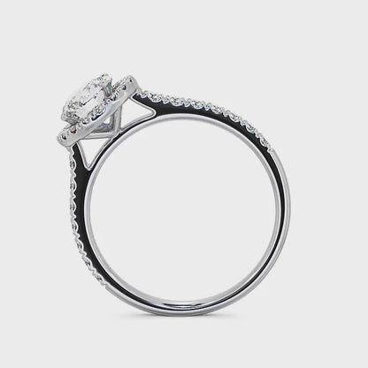 Halo Round Diamond Ring | 18K Solid Gold