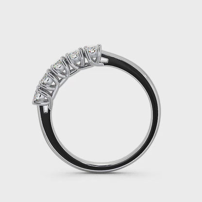 Half Eternity 5 Stones Round Diamond Ring | 18K Solid Gold