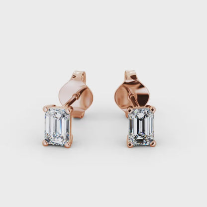 Emerald Diamond Four Claw Stud