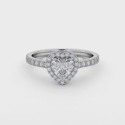 Halo Heart Diamond Ring | 18K Solid Gold